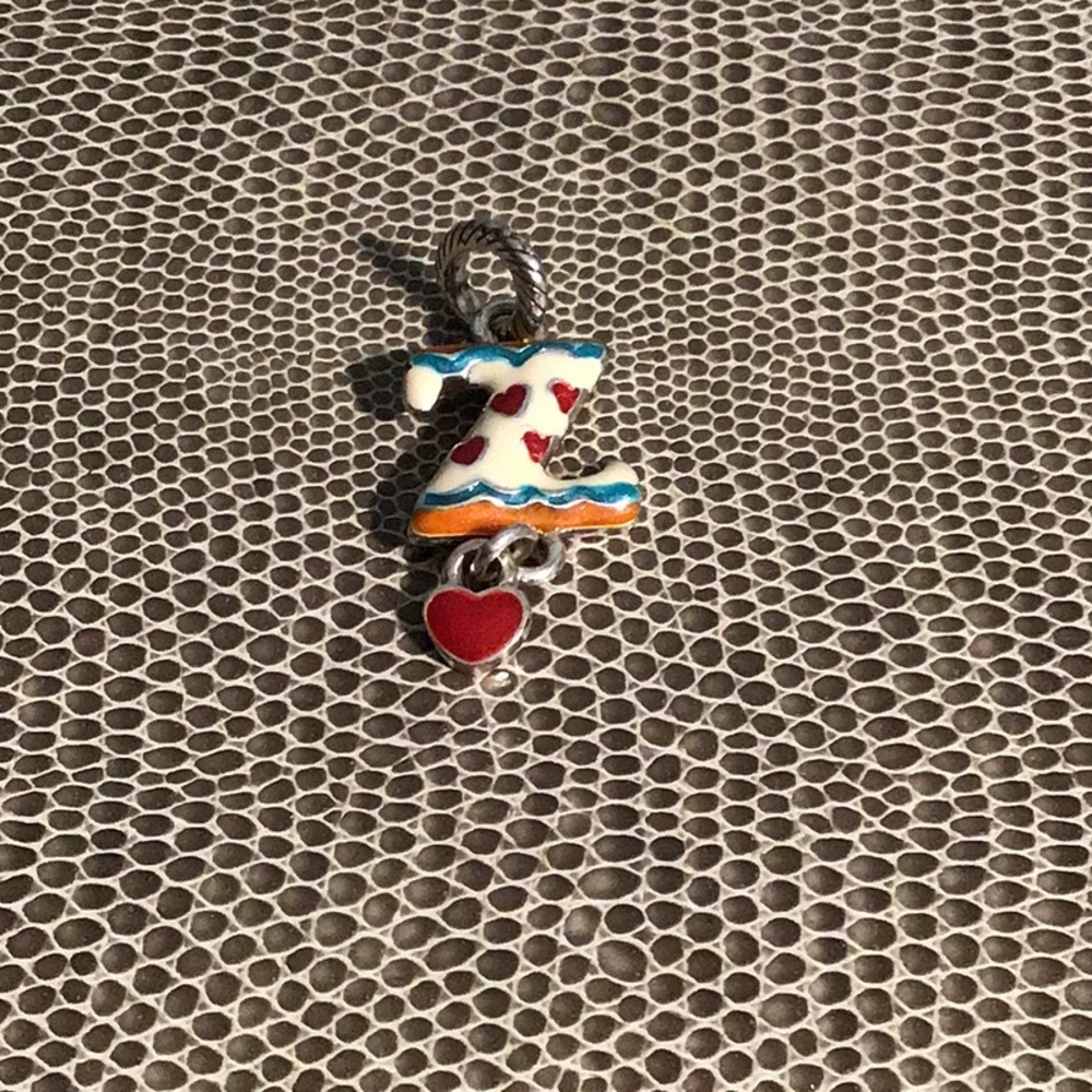 NWOT Brighton Enameled “Z” Charm, Dangling Heart
